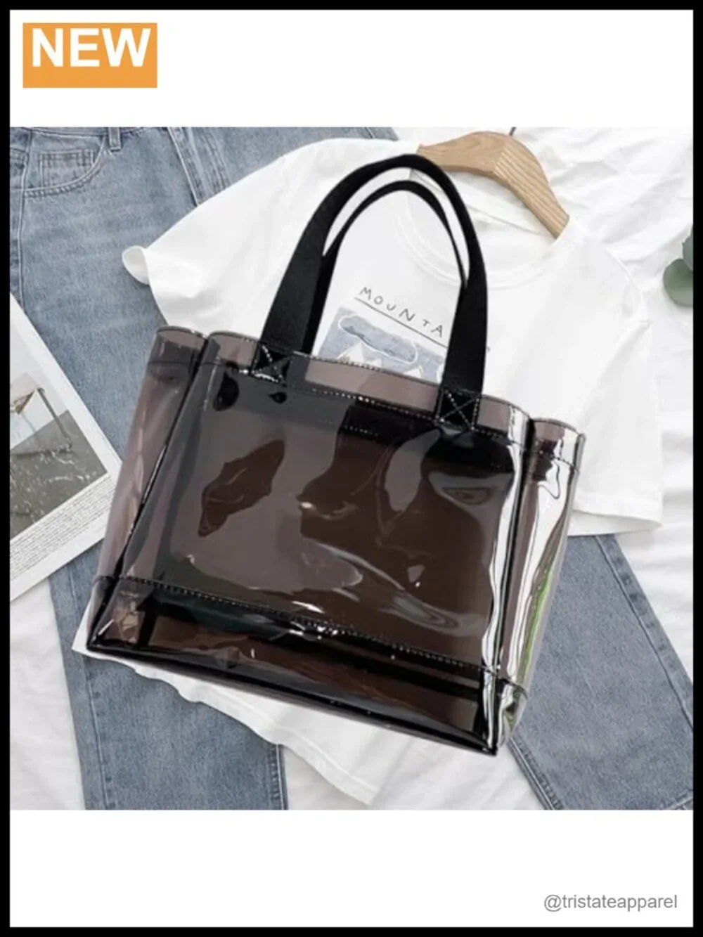 Clear PVC Handle Tote Bag, Waterproof Travel Makeup Pouch, Gift for Her